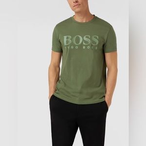 EUC Men’s XX-Large Hugo Boss Logo Print Cotton Tee In Olive Color Regular Fit